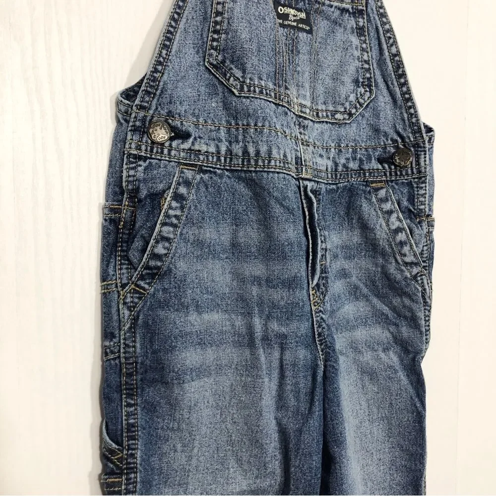 Osh Kosh B’Gosh Denim Overalls Boys 4 Red White Blue Striped Straps USA
